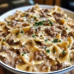 Creamy Parmesan Garlic Beef Bowtie Pasta