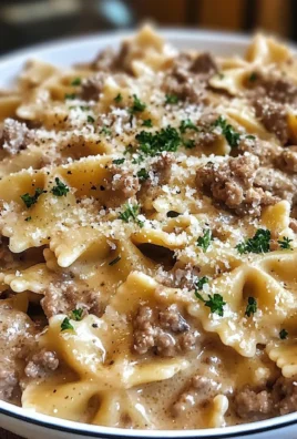 Creamy Parmesan Garlic Beef Bowtie Pasta