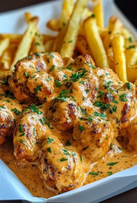 Creamy Peri-Peri Chicken Bites with Garlic Herb Fries