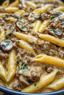 Creamy Velveeta Beef Stroganoff and Penne Pasta