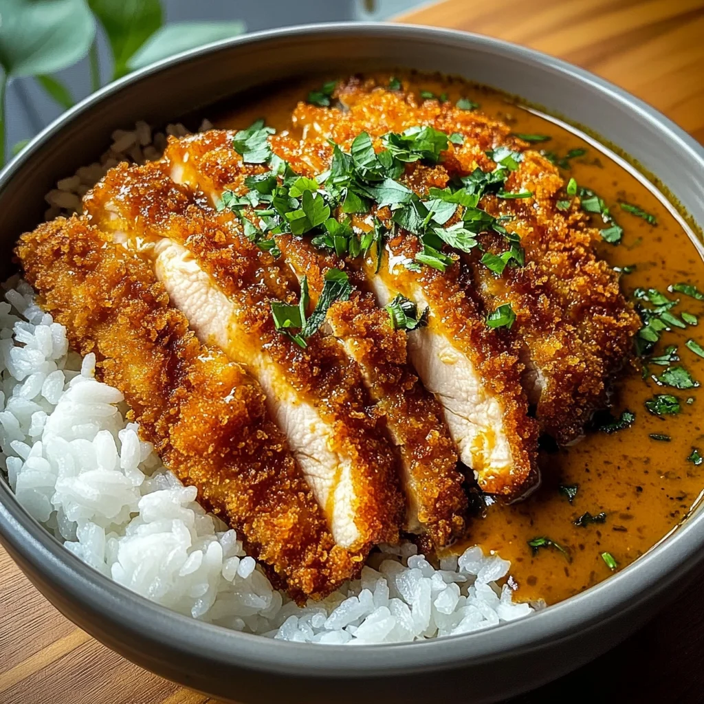 Crispy Chicken Katsu Curry Bowl with Steamed Rice