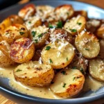 Easy Creamy Garlic Sauce Baby Potatoes