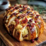 Festive Aussie Pull-Apart Sourdough with Roast Chicken, Brie, Bacon & Cranberry Glaze