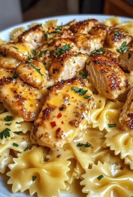 Garlic Butter Chicken Bowtie Pasta with Creamy Cheddar Sauce