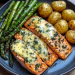 Garlic Butter Salmon with Asparagus & Baby Potatoes
