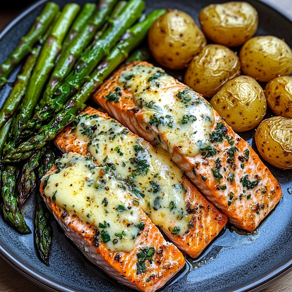 Garlic Butter Salmon with Asparagus & Baby Potatoes
