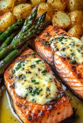 Garlic Butter Salmon with Cheesy Asparagus & Crispy Baby Potatoes