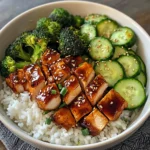 Glazed Chicken Rice Bowl with Broccoli & Cucumber
