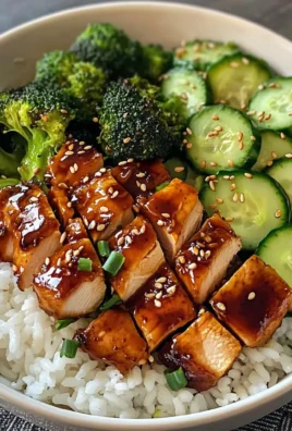 Glazed Chicken Rice Bowl with Broccoli & Cucumber