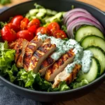 Grilled Chicken Greek Salad Bowl with Creamy Tzatziki