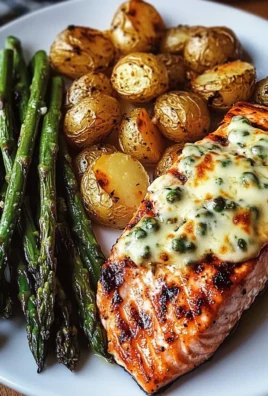 Grilled Salmon with Cheesy Asparagus & Crispy Baby Potatoes