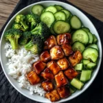 Healthy Teriyaki Chicken Rice Bowl with Fresh Veggies