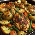Herb-Roasted Chicken with Garlic Potatoes & Veggies