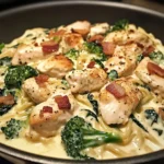 Indulgent One-Pot Garlic Butter Chicken Alfredo with Spinach, Bacon & Broccoli
