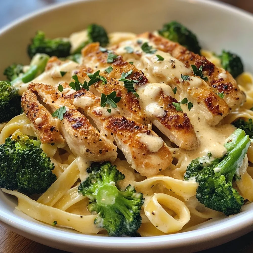 Insanely Epic Garlic-Parmesan Chicken Alfredo & Broccoli Bowl