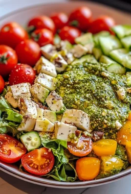 Italian Chopped Salad with Creamy Avocado-Mushroom Pesto & Melted Mozzarella