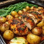 Juicy Herb Roasted Chicken with Baby Potatoes & Green Beans