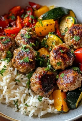 Juicy Meatballs with Rice & Roasted Veggies
