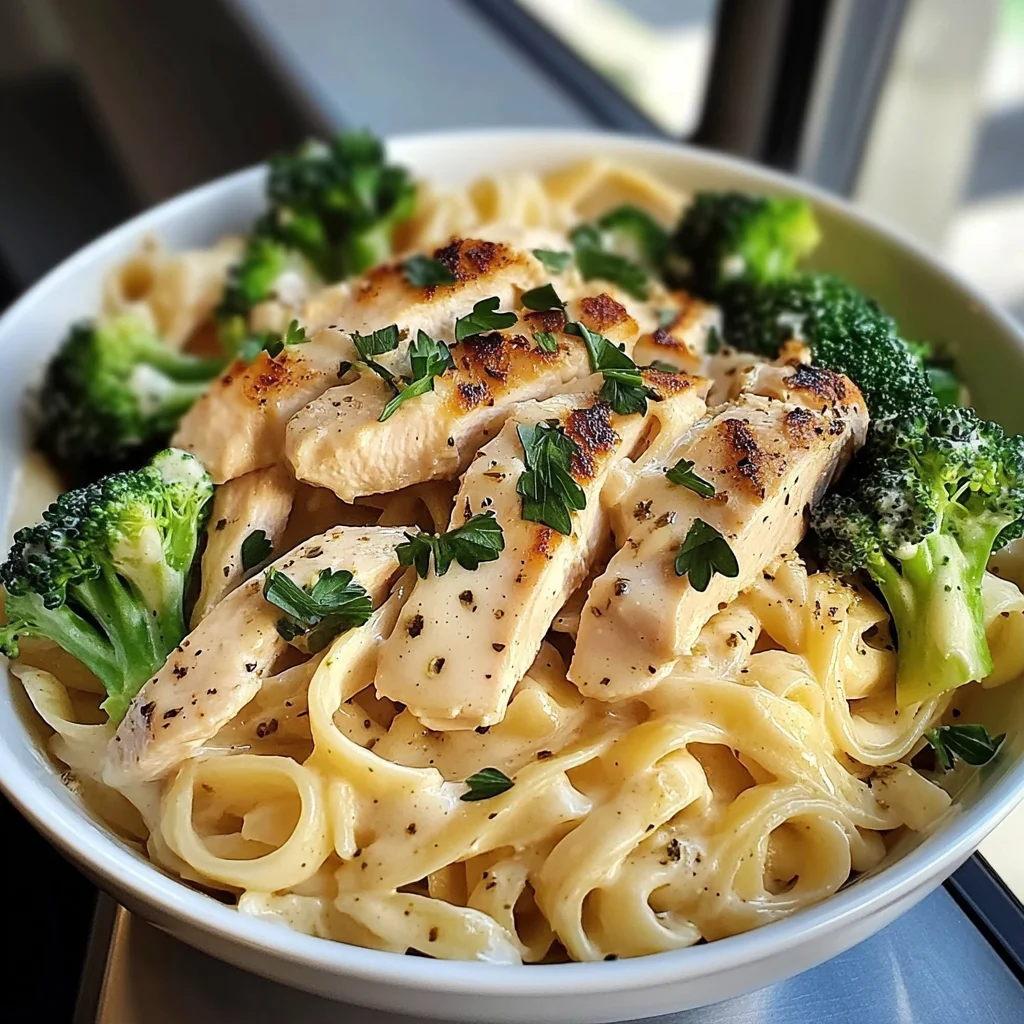 Next-Level Creamy Chicken Alfredo Pasta Bowl with Broccoli