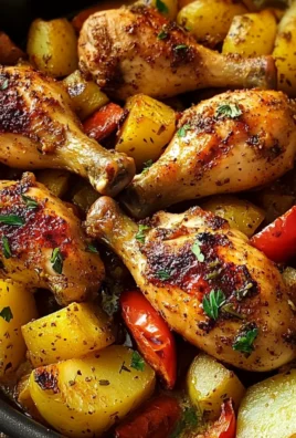 One-Pan Baked Chicken Drumsticks with Potatoes & Peppers