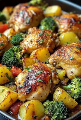 One-Pan Baked Chicken Thighs with Potatoes, Broccoli & Peppers