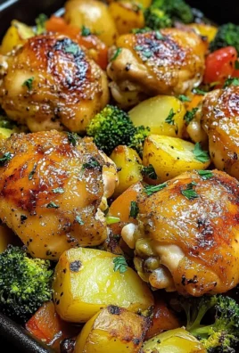 One-Pan Baked Chicken Thighs with Potatoes, Broccoli & Peppers