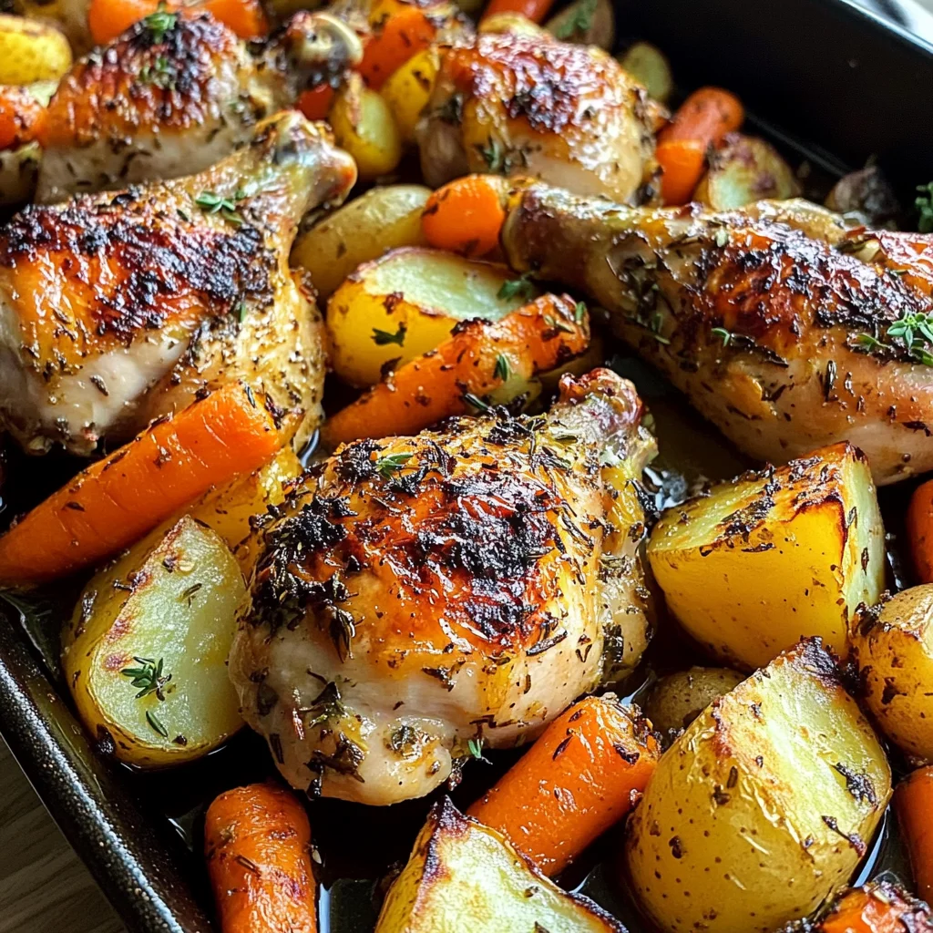One-Pan Herb Roasted Chicken Drumsticks with Potatoes & Carrots