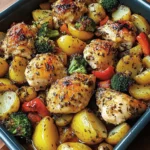 One-Pan Herb Roasted Chicken with Potatoes, Peppers & Broccoli