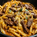 One-Skillet Spicy Honey BBQ Steak Pasta