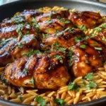 One Pan Sweet and Smoky BBQ Chicken Orzo
