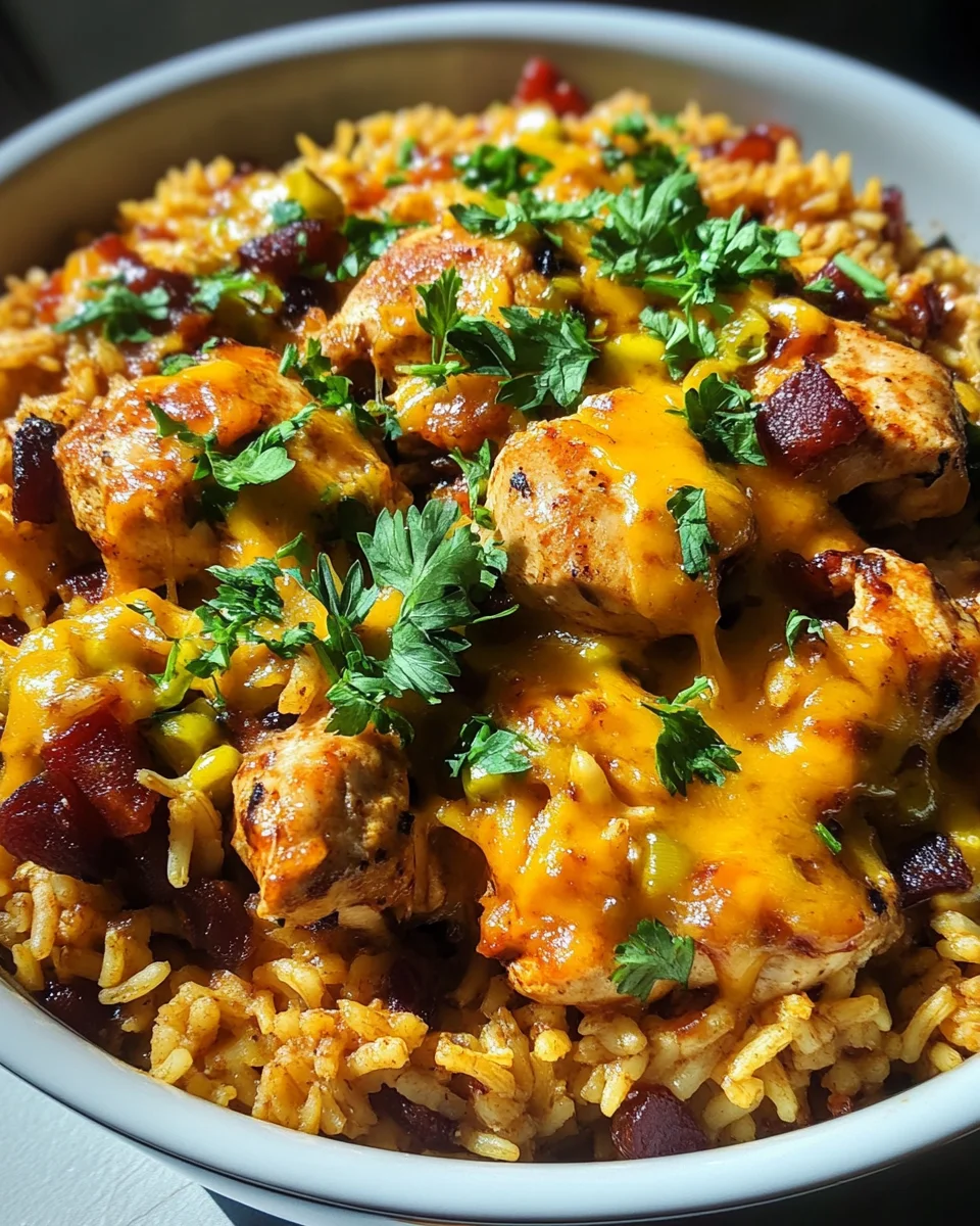 One Pot Sweet Smoky BBQ Ranch Chicken And Rice Skillet