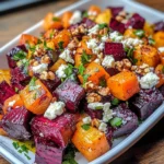 Roasted Beet and Carrot Salad with Feta & Yogurt Dressing
