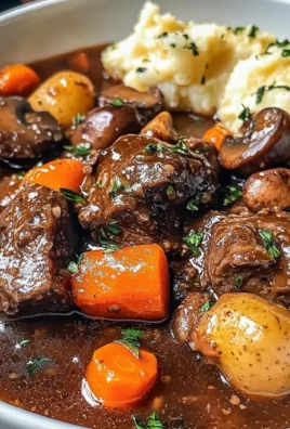 Rustic RedWine Beef Stew with Garlic Butter Smashed Potatoes