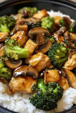 Savory Chicken, Broccoli & Mushroom Stir-Fry with Steamed Rice