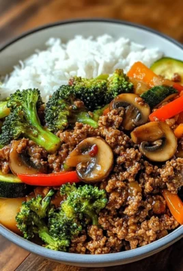 Savory Ground Beef Stir-Fry Bowl with Veggies & Rice
