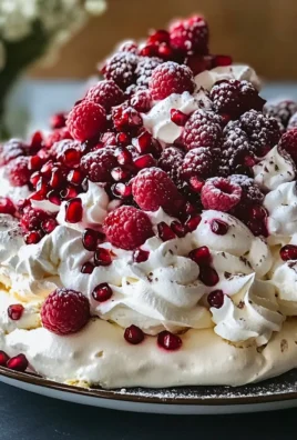 Snowy Pyramid Pavlova with White Chocolate, Raspberries, and Pomegranate