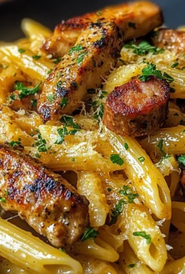 Sticky Honey Cajun Parmesan Chicken And Sausage Penne