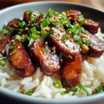 Sticky Honey Garlic Sausage Rice