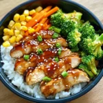 Sweet & Savory Teriyaki Chicken Rice Bowl with Veggie Trio