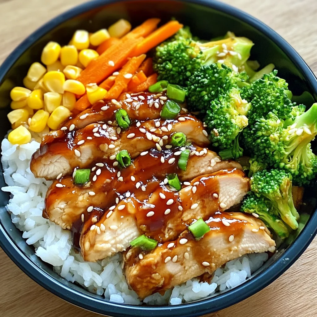 Sweet & Savory Teriyaki Chicken Rice Bowl with Veggie Trio