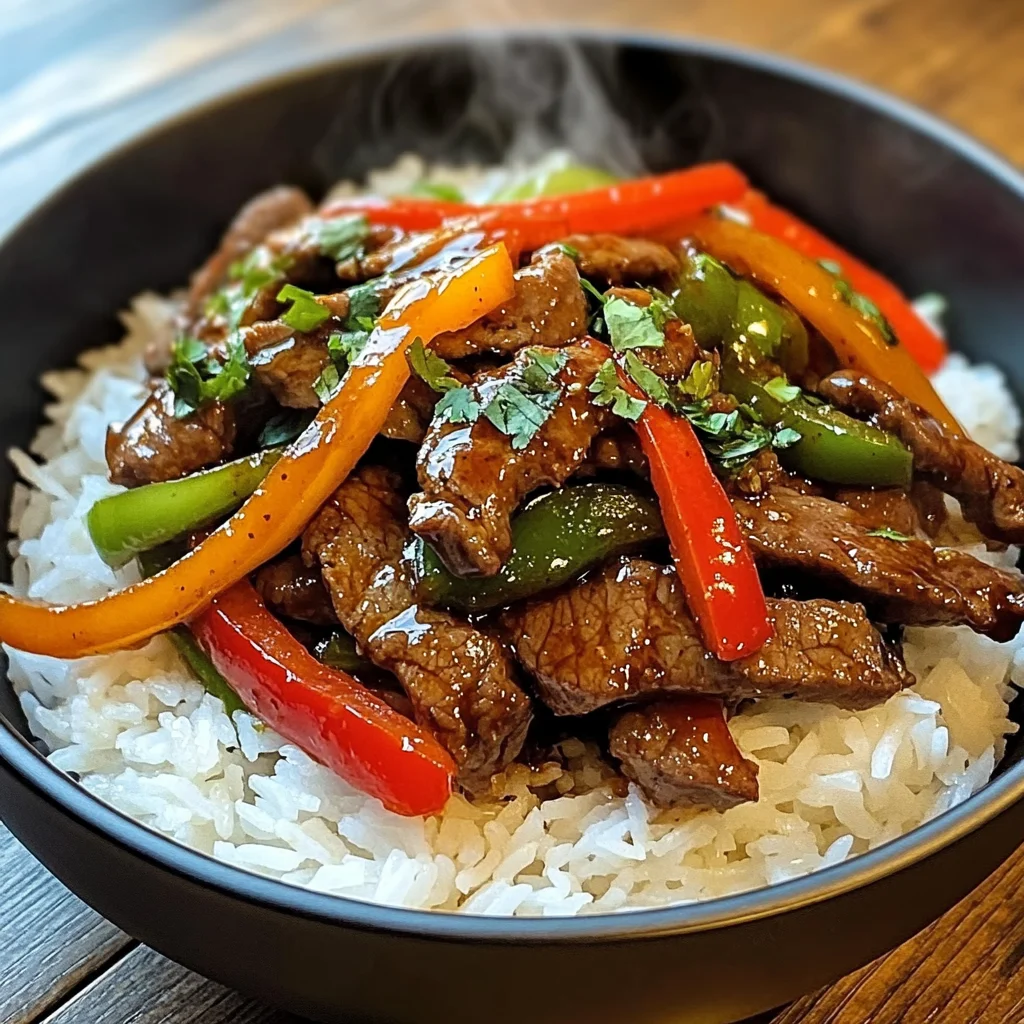 Ultimate Garlic Pepper Beef Stir-Fry Bowl with Jasmine Rice