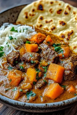 Ultra-Tender Slow-Cooked Beef Curry with Creamy Coconut Sauce & Double Garlic Naan