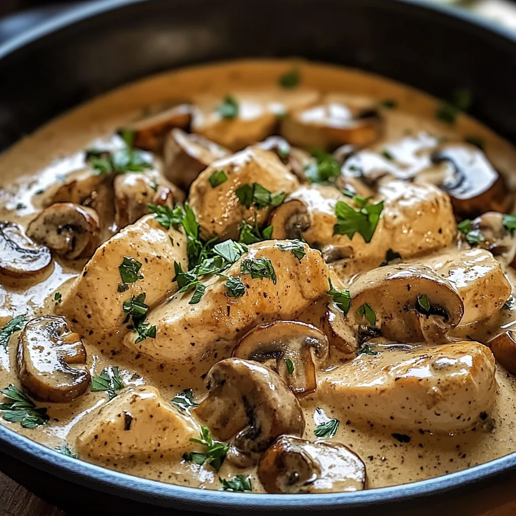 Velvety Chicken Stroganoff in a Rich Mushroom Cream Sauce