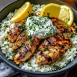 Zesty Grilled Chicken Bowl with Herbed Rice & Yogurt Sauce