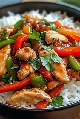Spicy Garlic Chicken Stir-Fry Bowl with Bell Peppers & Rice